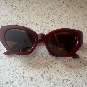 Zara Red Oversized Cat-Eye Sunglasses new no tags